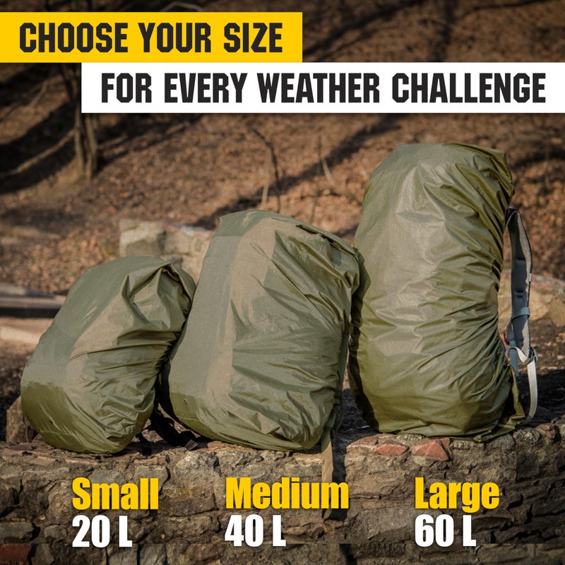 M-Tac Backpack Rain Cover Waterproof - Bag Rain Cover 50-60L - for Hiking Travel Camping Military (Olive, Large) - Image 4